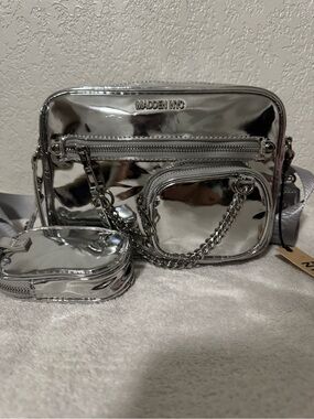 Silver Metallic Crossbody Bag